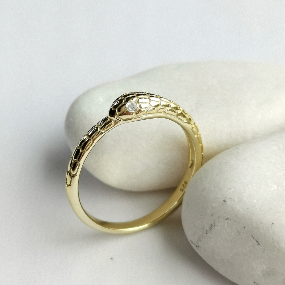 Sterling Silver Snake Ring 14k Gold Plated Size 8 🆕